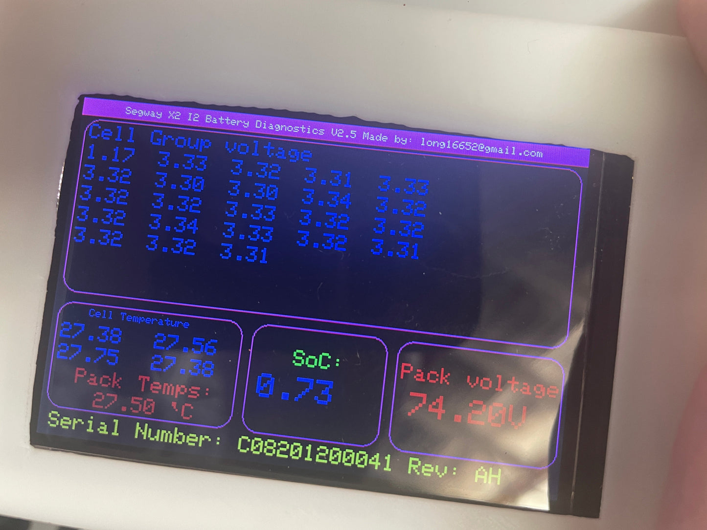 Segway i2 X2 SE PT Battery diagnostics Tester DlY Kit
