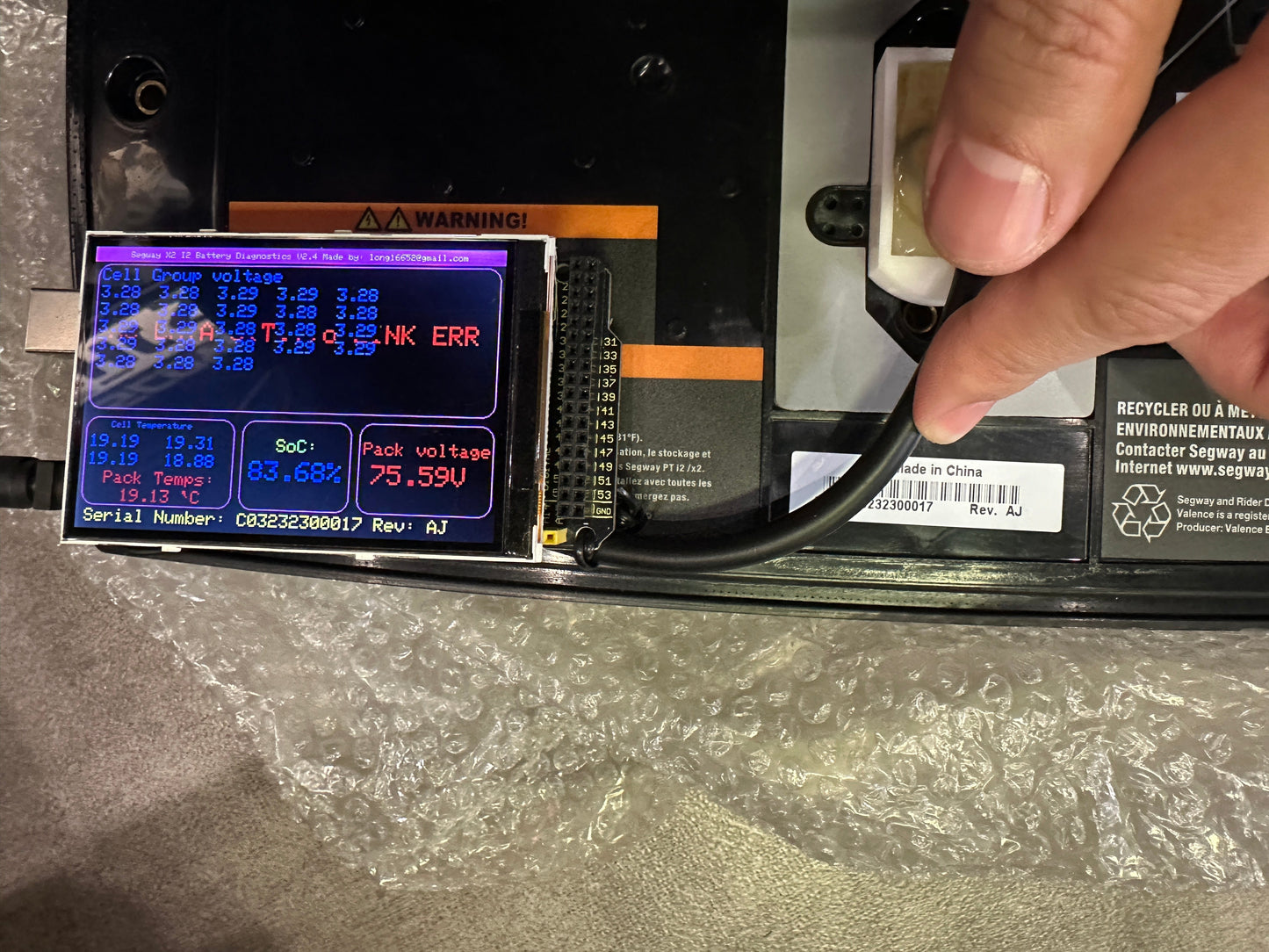 Segway i2 X2 SE PT Battery diagnostics Tester DlY Kit